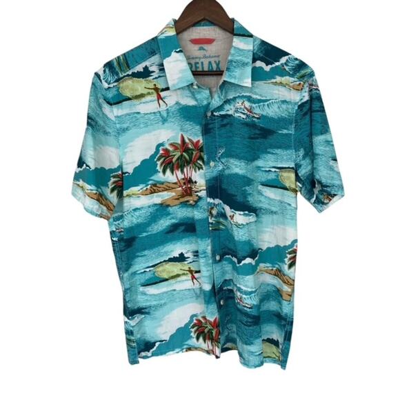 Tommy Bahama Relax Island Modern Fit Button Up Hawaiian Shirt - Size Medium - Picture 1 of 6